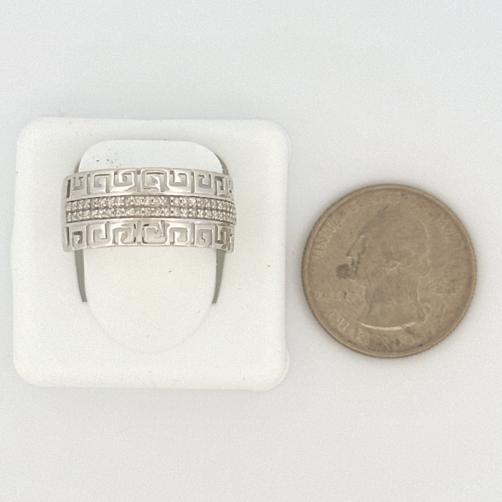 Mens Genuine Diamond Band Ring, Versace-Inspired Greek Key Design, Engagement Luxury Ring for Him, Promise Ring for Men
