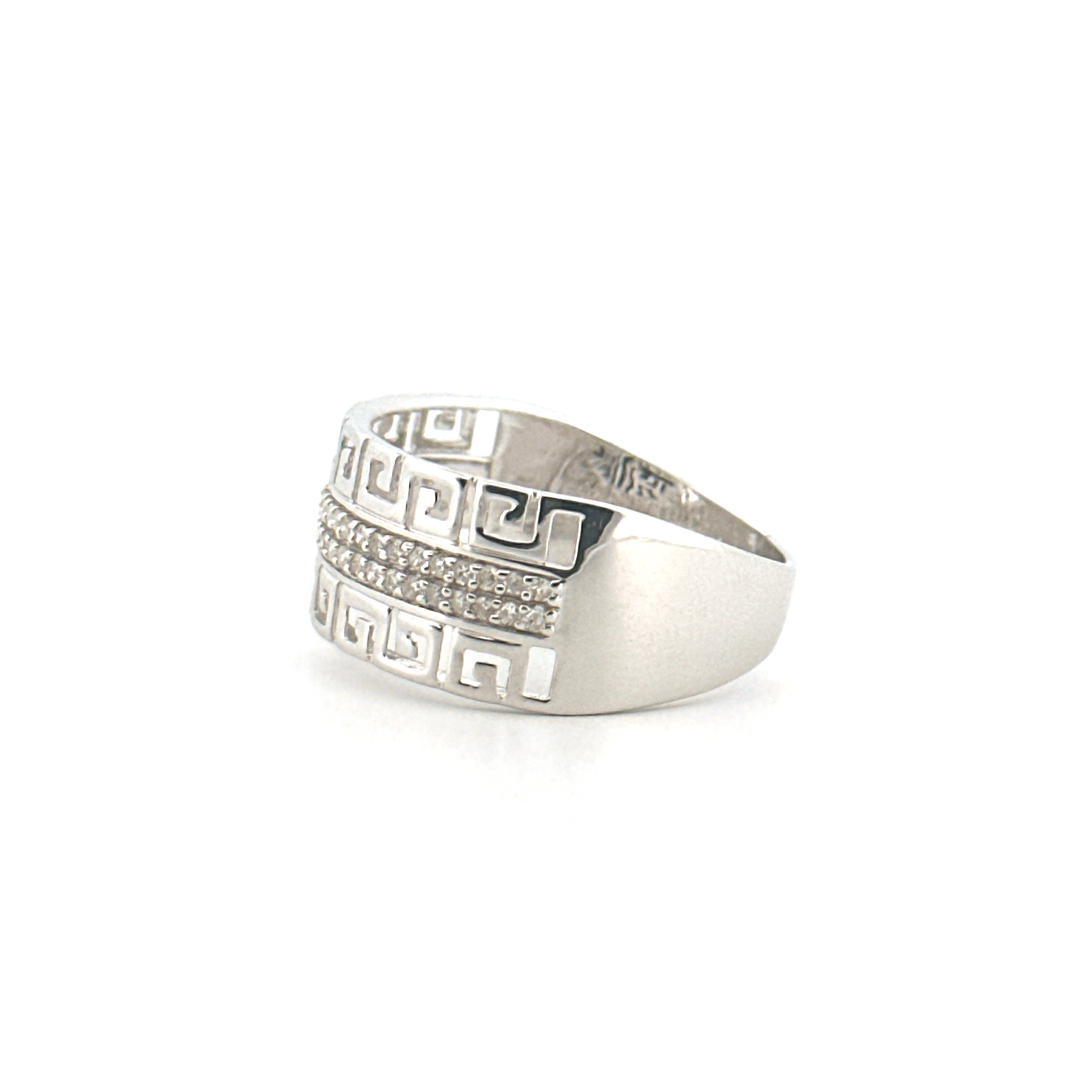 Mens Genuine Diamond Band Ring, Versace-Inspired Greek Key Design, Engagement Luxury Ring for Him, Promise Ring for Men