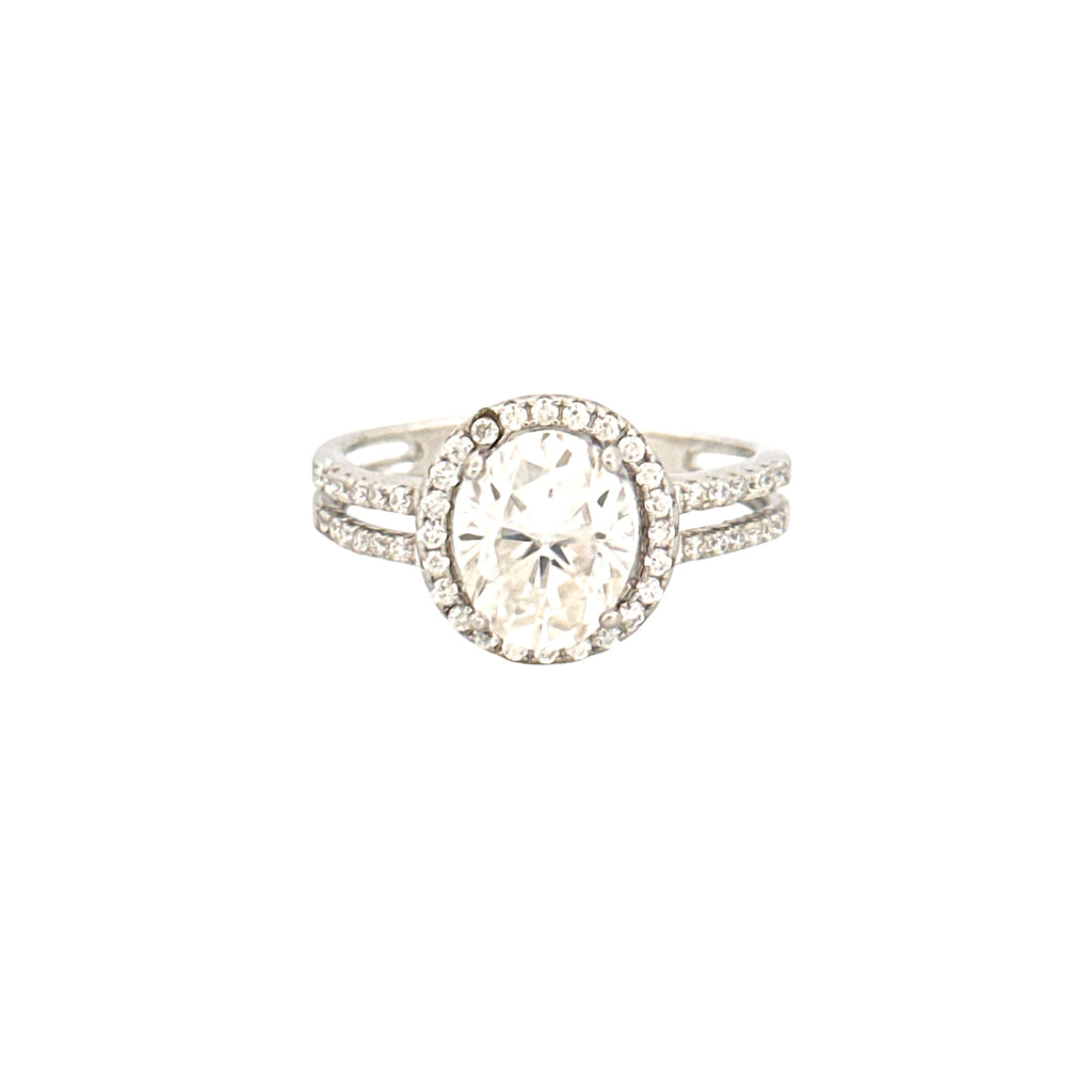 Solitaire Ring for Women – Attached Double Band GRA Certified, White Gold Vermeil - 1.5 CTTW VVS Moissanite