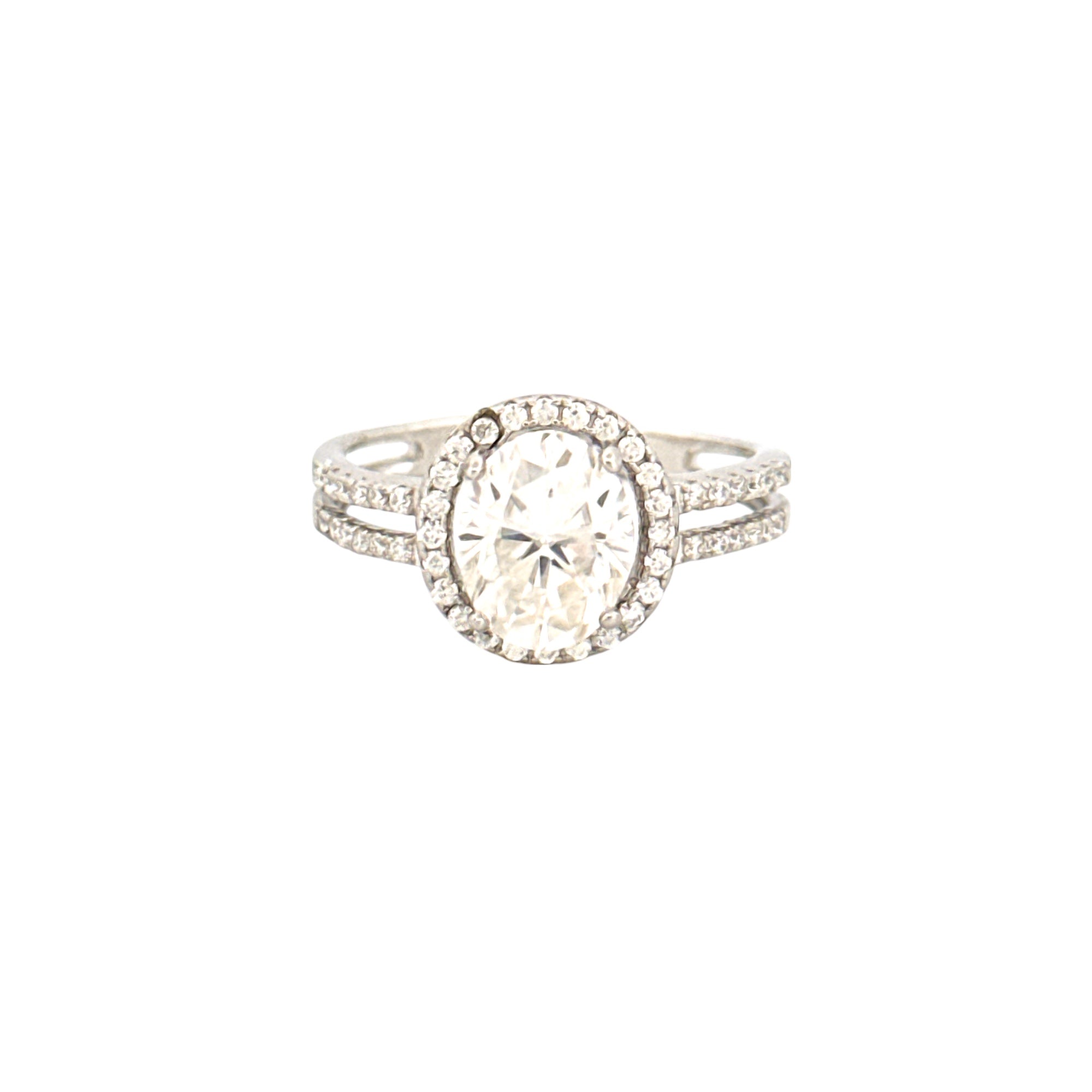 Solitaire Ring for Women – Attached Double Band GRA Certified, White Gold Vermeil - 1.5 CTTW VVS Moissanite