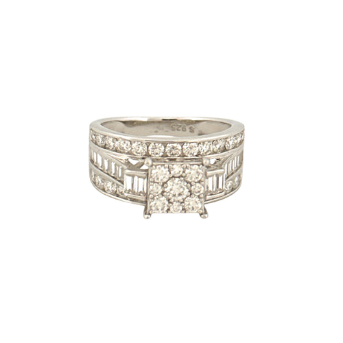 2.5 Carat VVS Moissanite Princess Cut Multi-Layer Ring for Women – White Gold Vermeil, GRA Certified