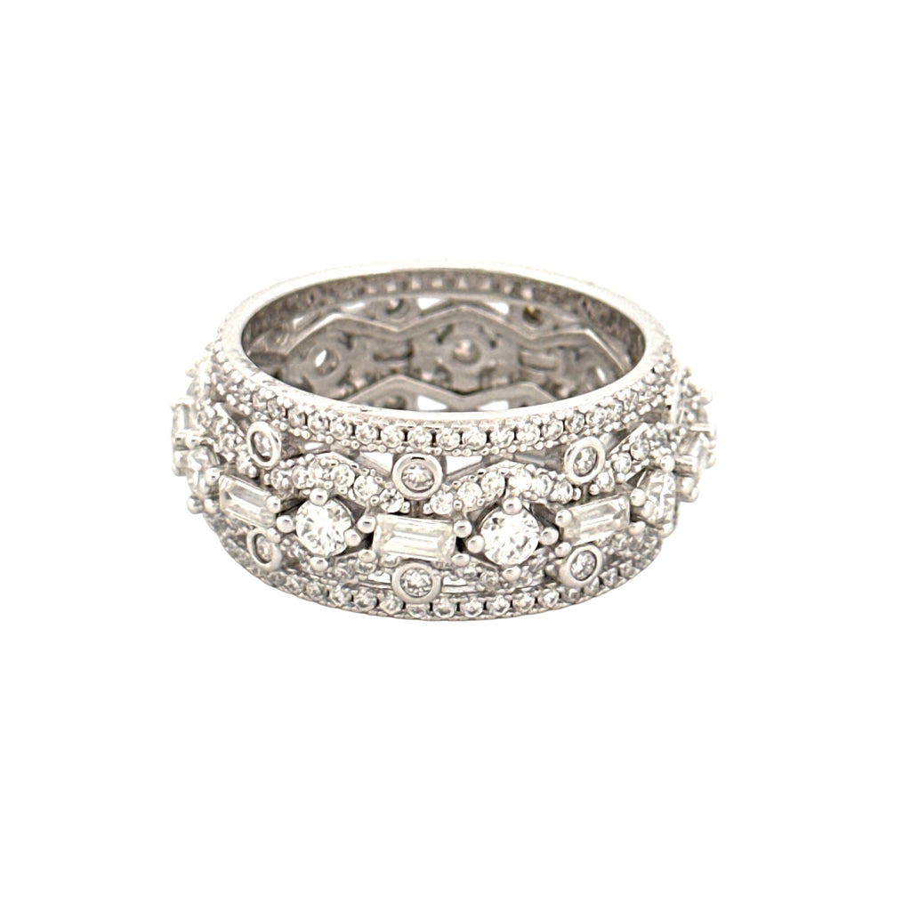 3 Carat VVS Moissanite Infinity Band Ring – Rare Mesmerizing Unisex Design, GRA Certified, 14k White Gold Vermeil