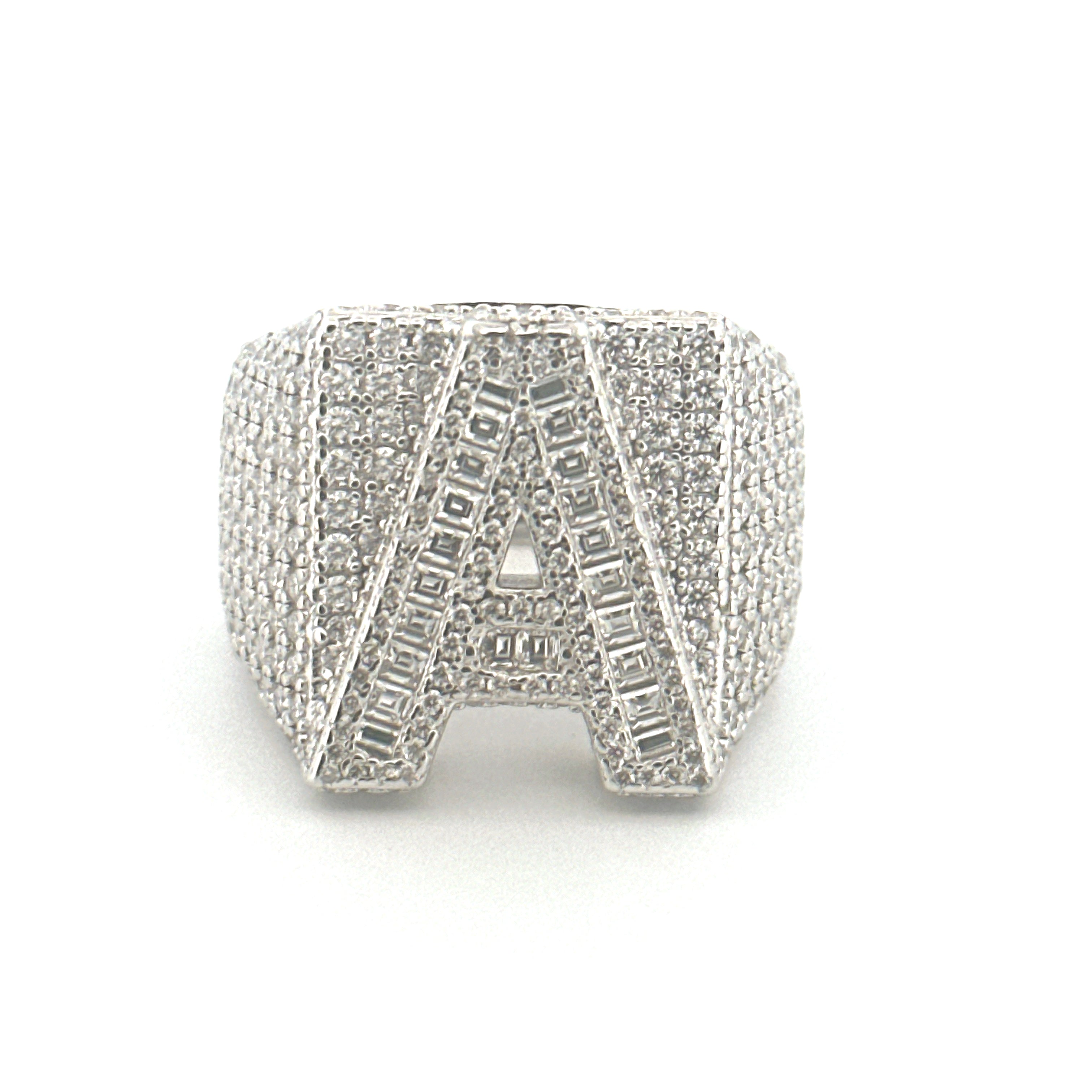 A Initial Men’s Diamond Band Ring, Statement Edition VVS Moissanite Di ...