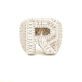 R Initial Diamond Ring for Men, VVS GRA Certified Moissanite Diamond, Statement Ring for Men
