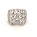 A Initial Men’s Diamond Band Ring, Statement Edition VVS Moissanite Diamond, A Letter Diamond Ring