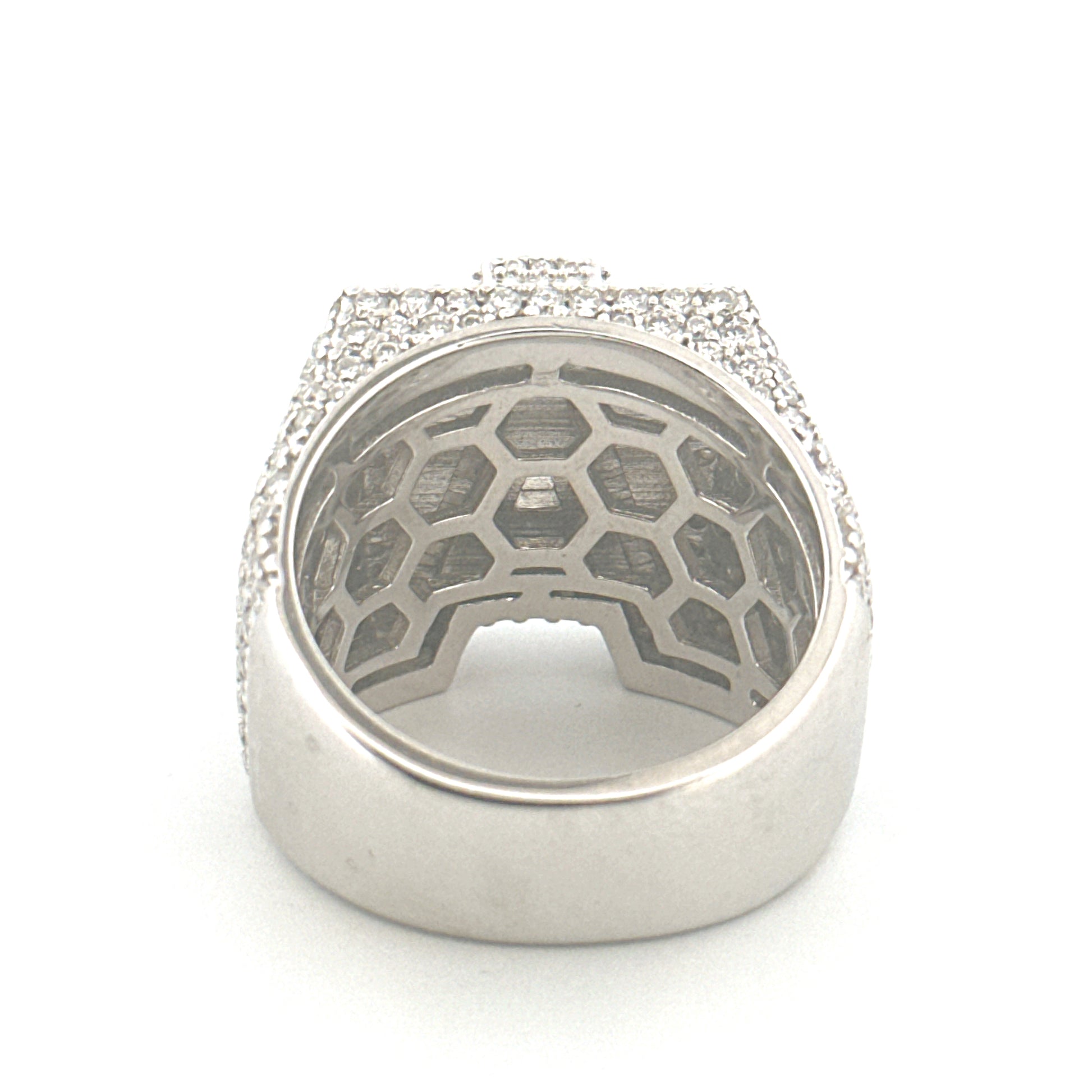 A Initial Men’s Diamond Band Ring, Statement Edition VVS Moissanite Diamond, A Letter Diamond Ring