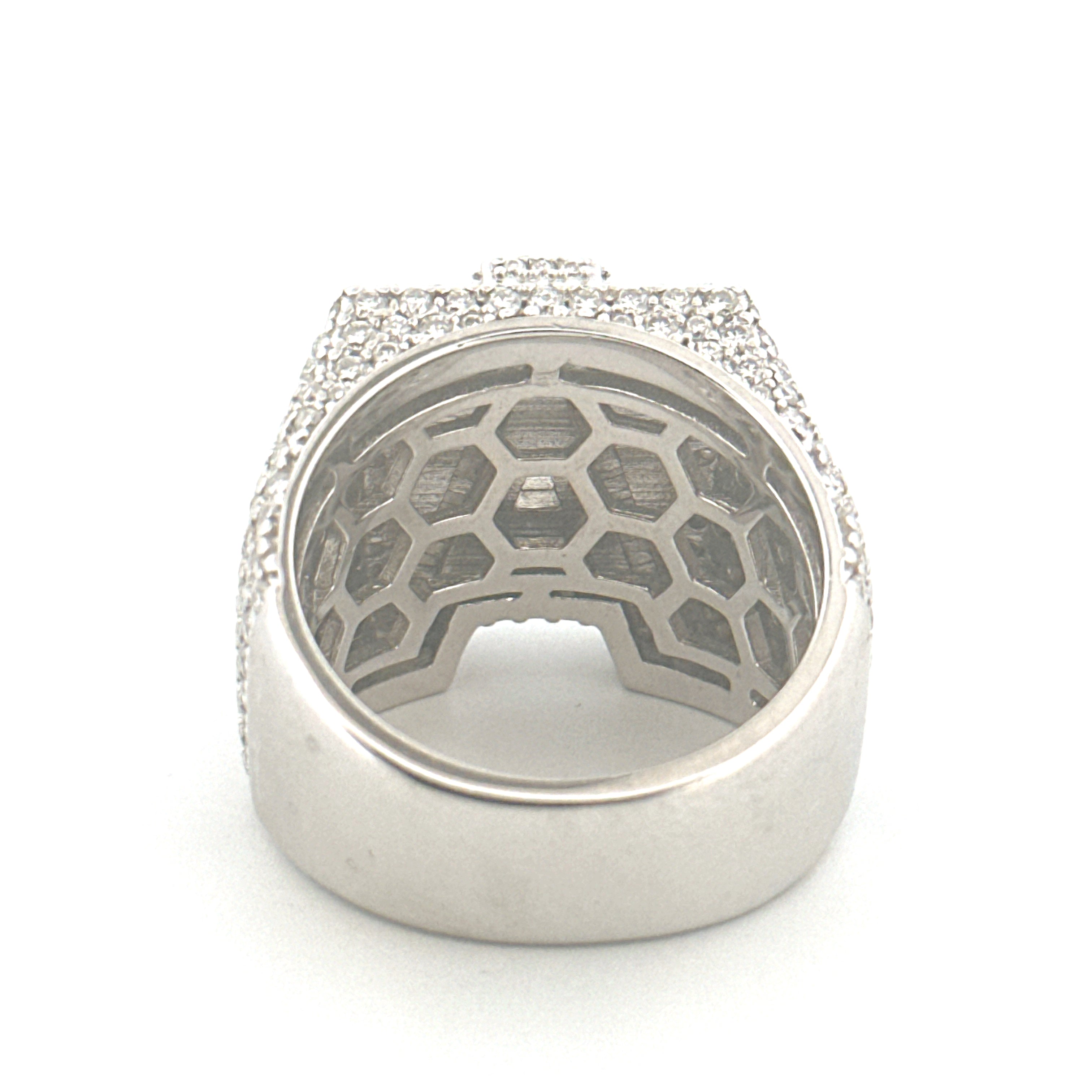 A Initial Men’s Diamond Band Ring, Statement Edition VVS Moissanite Diamond, A Letter Diamond Ring