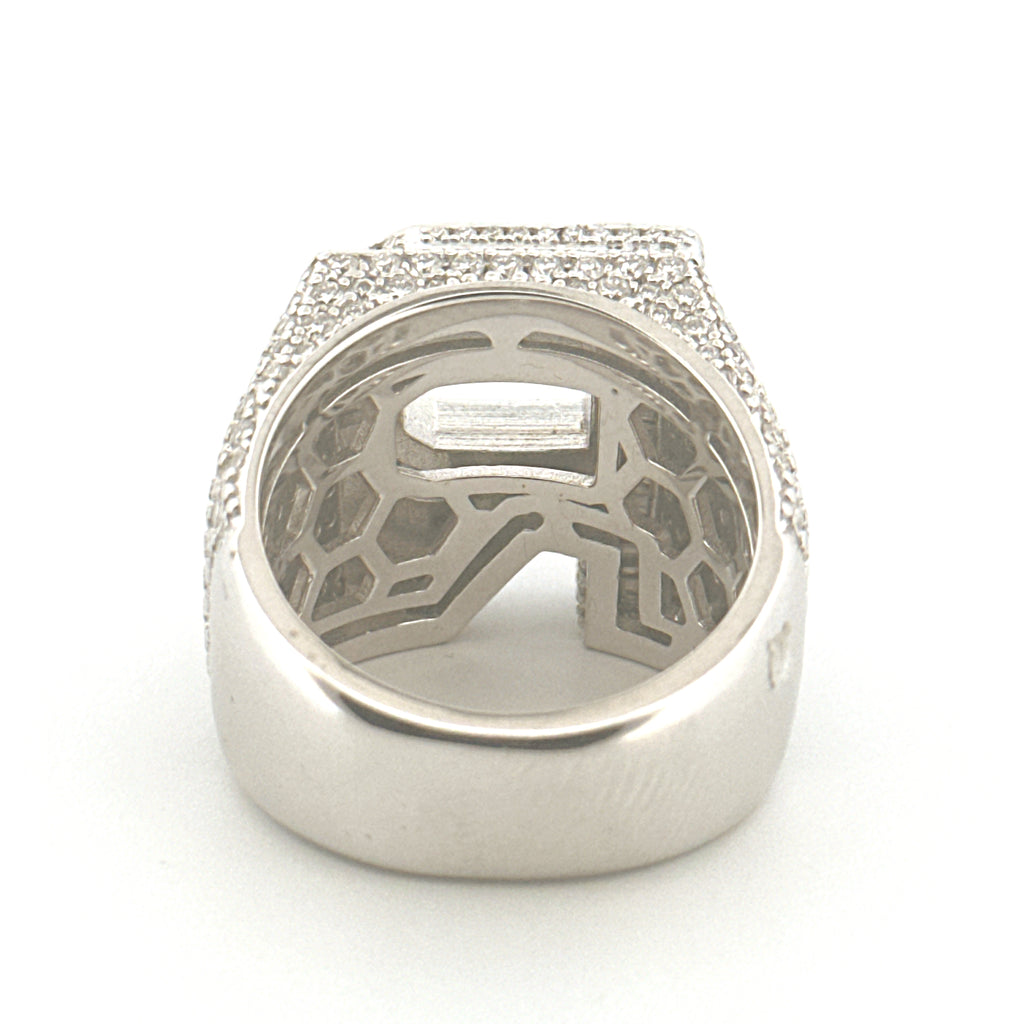 R Initial Diamond Ring for Men, VVS GRA Certified Moissanite Diamond, Statement Ring for Men