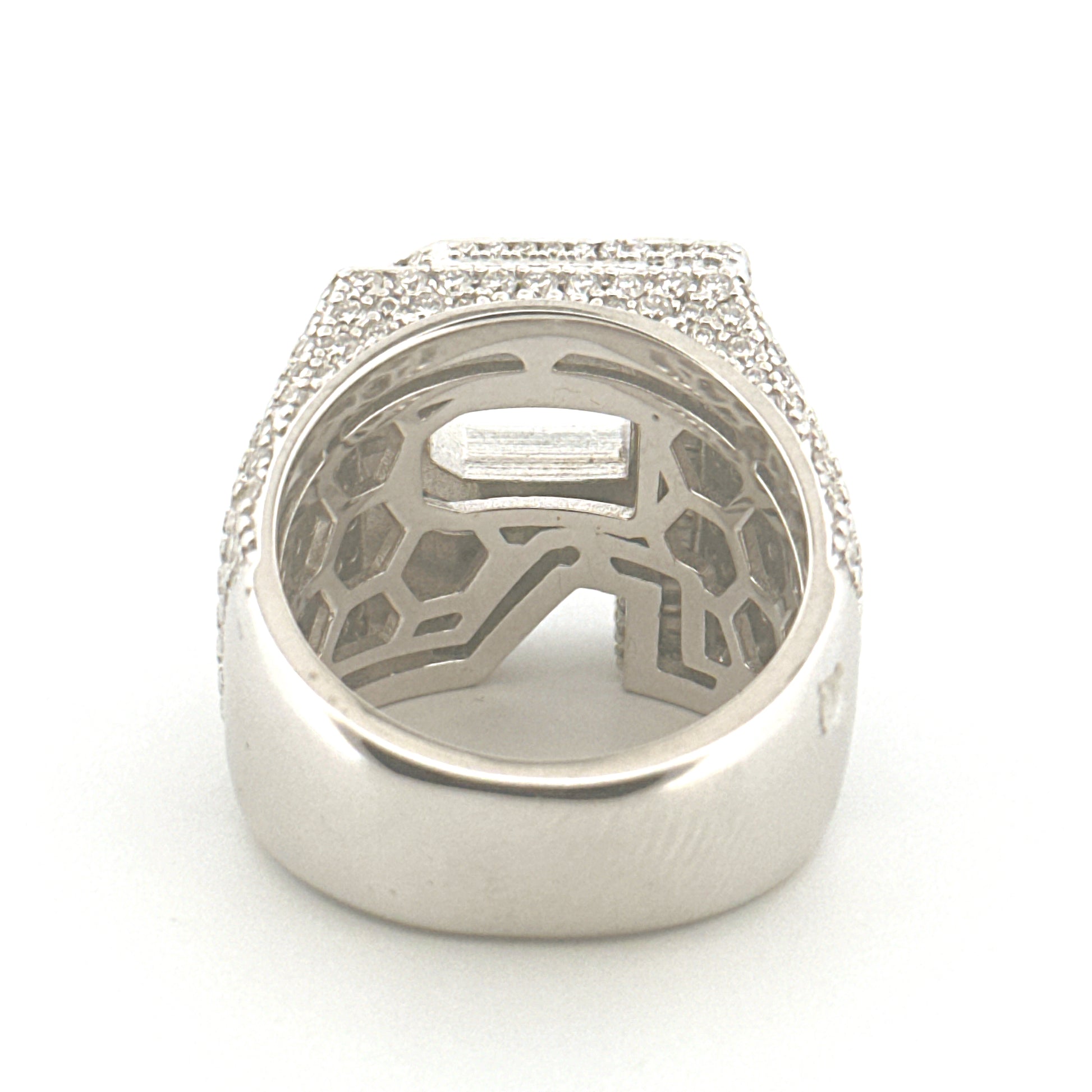 R Initial Diamond Ring for Men, VVS GRA Certified Moissanite Diamond, Statement Ring for Men