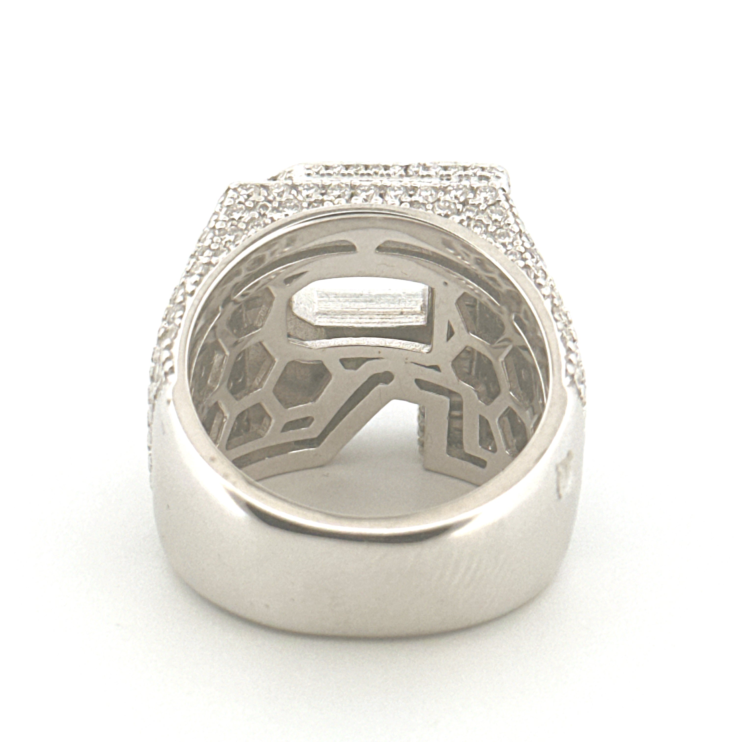 R Initial Diamond Ring for Men, VVS GRA Certified Moissanite Diamond, Statement Ring for Men