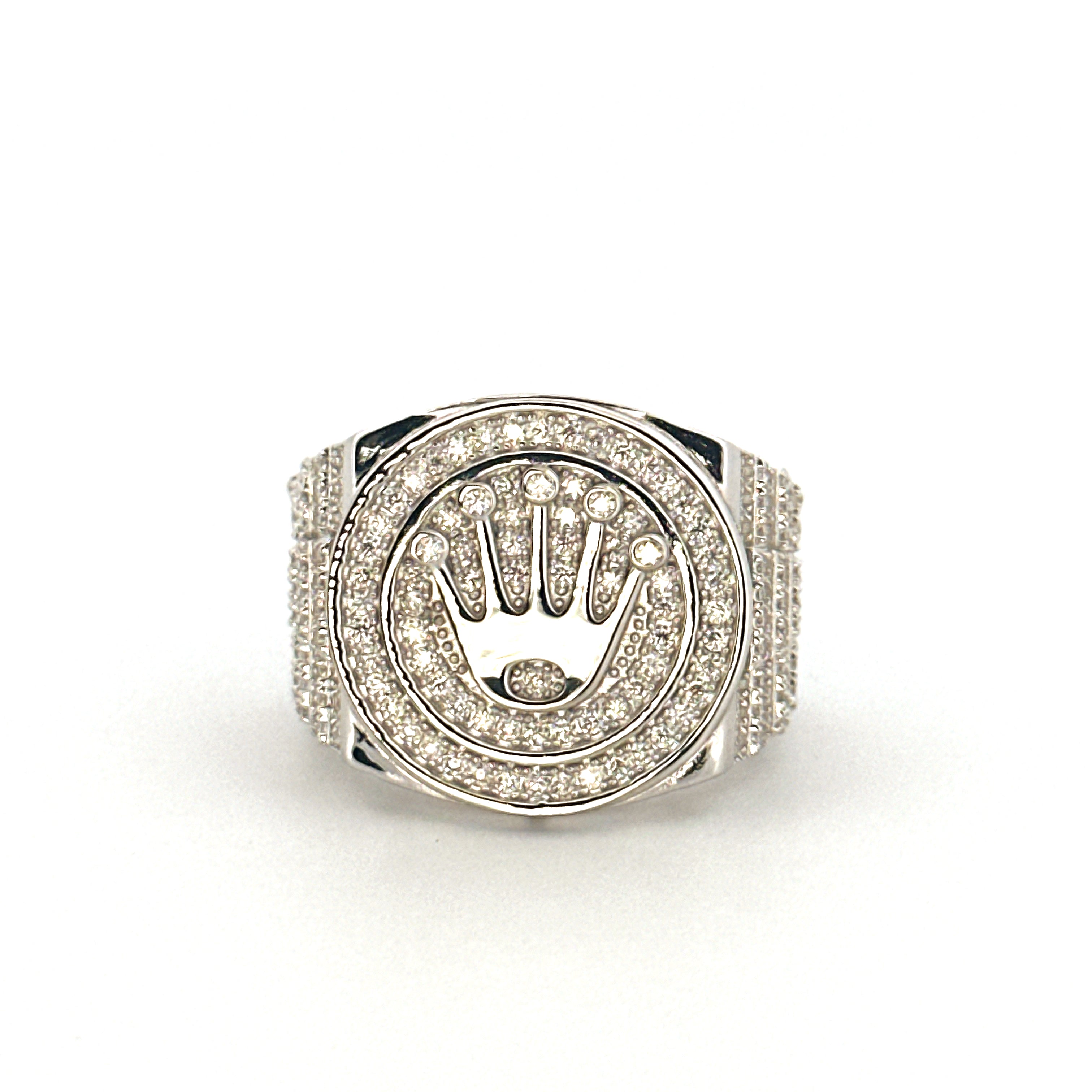 Diamond Crown Ring for Men, Luxury Statement Band for Men, VVS Moissanite Diamond Ring