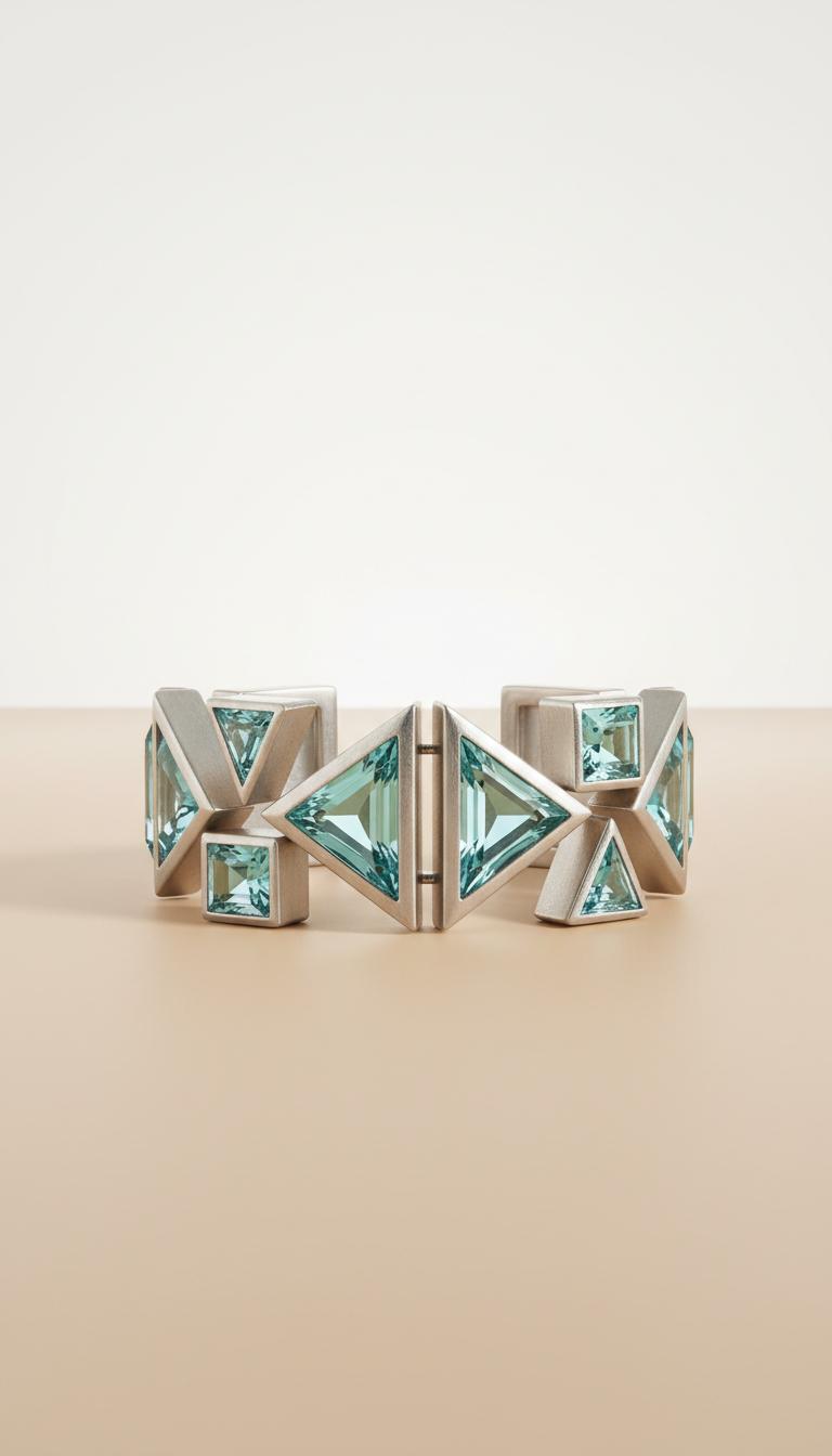 Aquamarine Geo Cuff