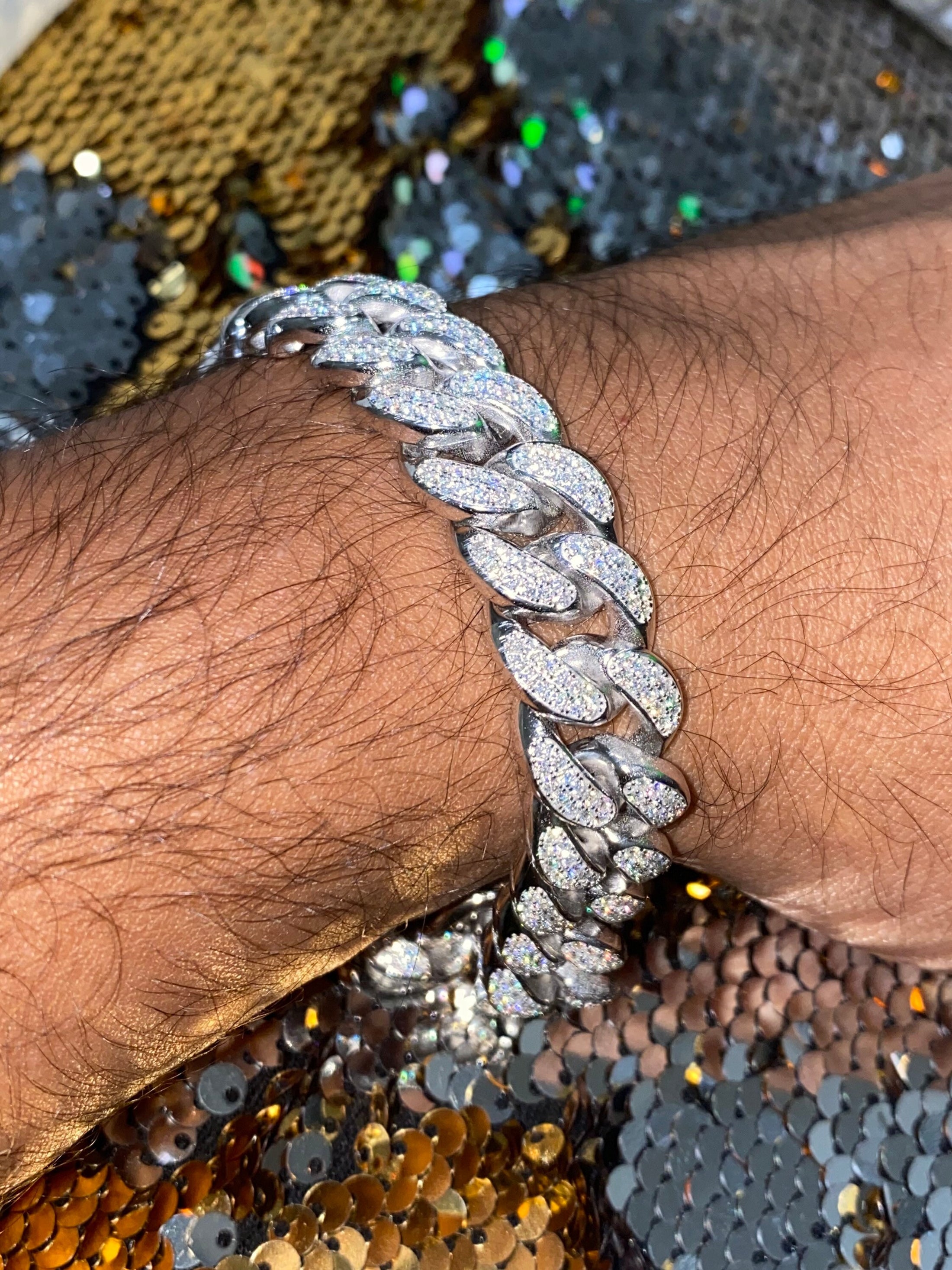 VVS 5cttw GRA certified moissanite diamond Cuban link bracelet for men, best gift, 100% Guarantee to pass diamond tester, hiphop jewelry