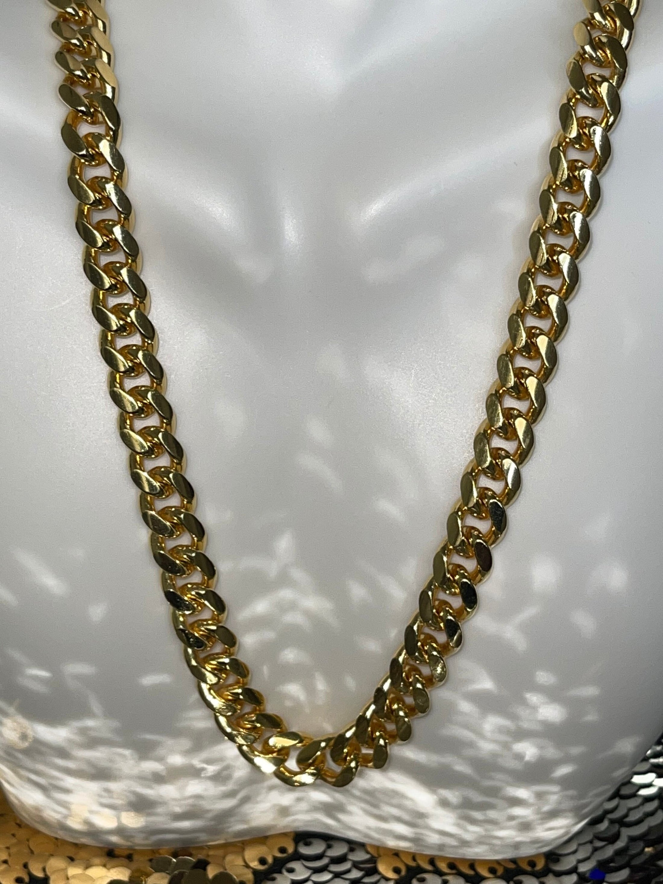 Solid Cuban chain, 10k yellow gold vermeil, heavy diamond cut Cuban link chain, 22 inch thick chain for men, 925, 8.5mm approx 94.2grams