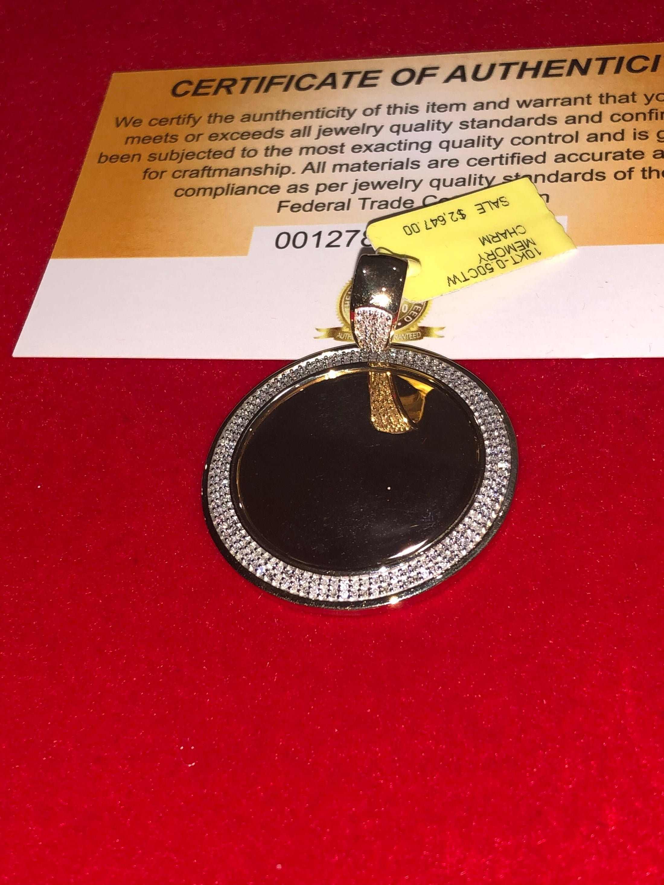 10k solid gold memory pendant, natural SI certified diamond Picture pendant to memorialize your loved one, Free Appraisal, not lab made, HOT