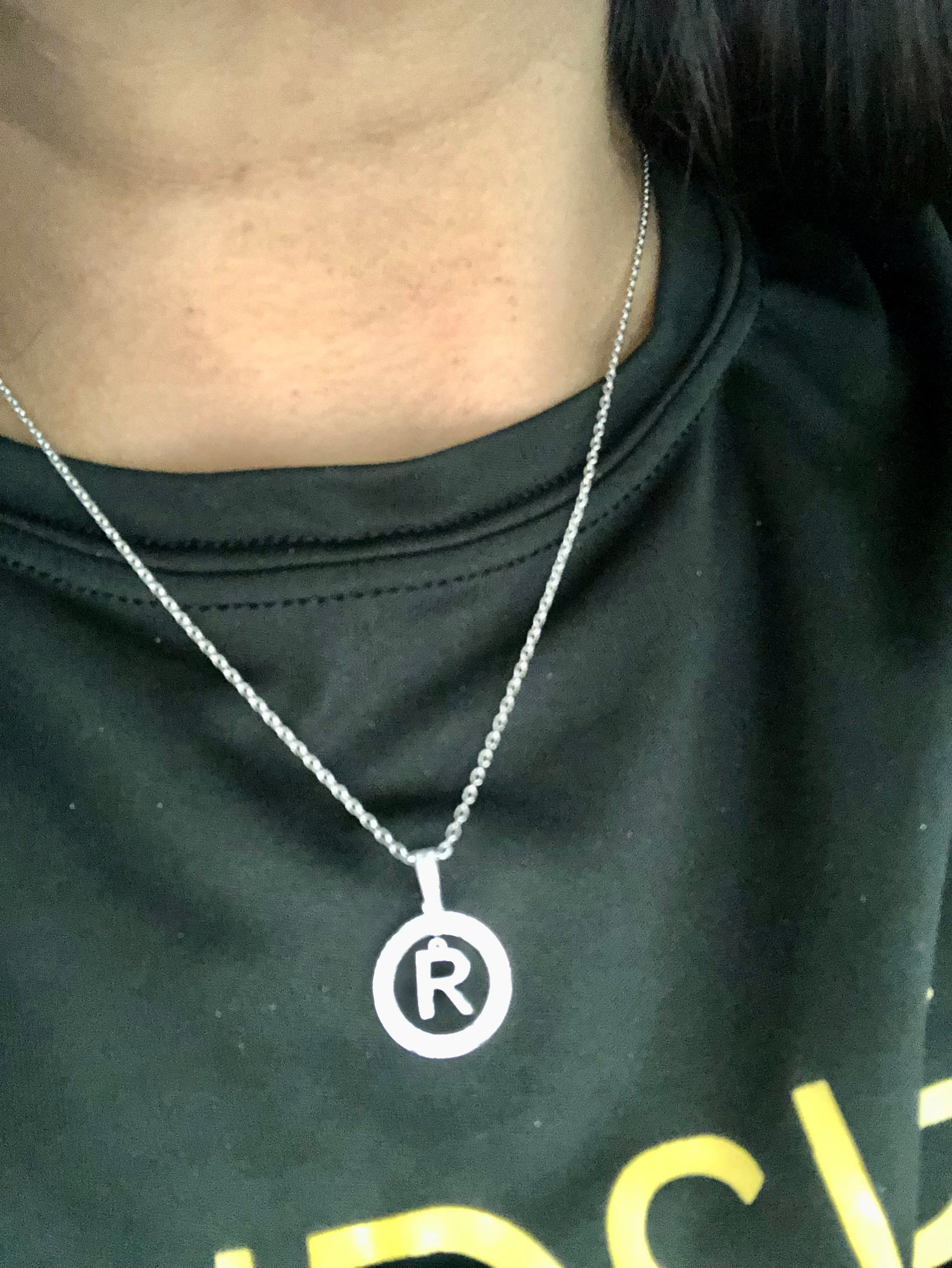 10K Solid Gold Monogram Pendant Necklace | Diamond Letter Pendant | R Initial Diamond Pendant | Name Pendant Necklace | Letter Charm Pendant