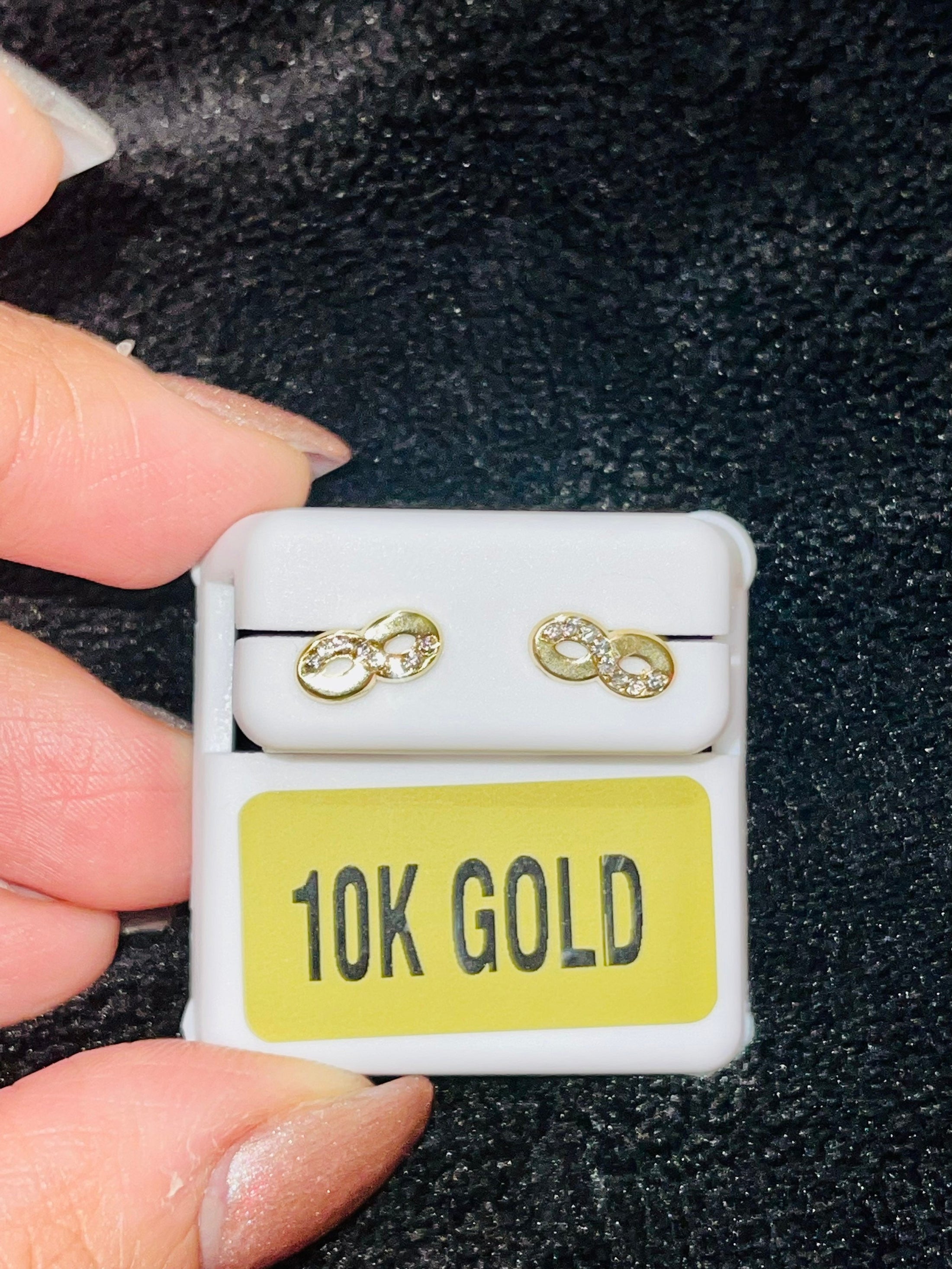 10k Real Gold Infinity Earrings, Swarovski Gold Infinity studs, Gifts for her, Christmas Gift, Gifts for all ages, Solid Gold Dainty earring