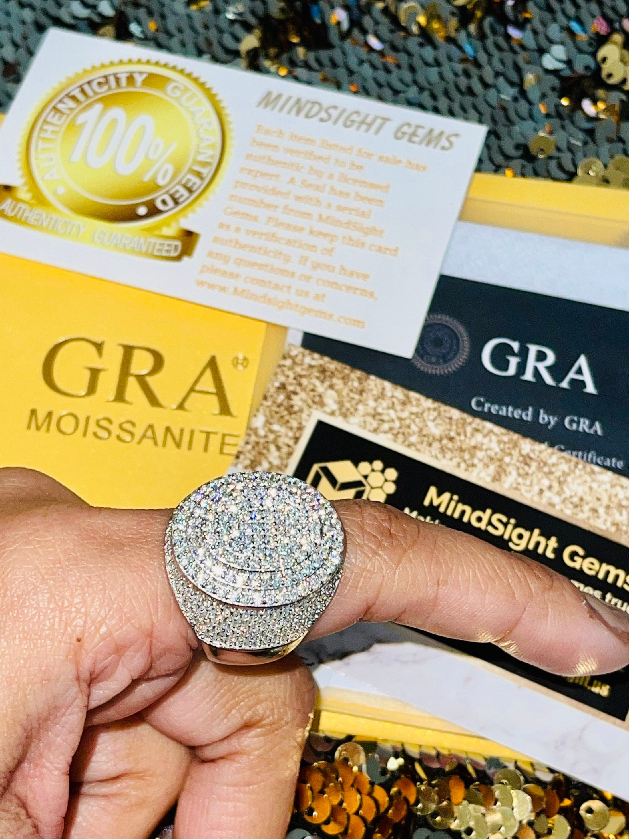 VVS GRA Certified Mens Iced out Ring, 14k Gold Vermeil 925 Moissanite Diamond Custom ring for men, Best Gift For Him, Christmass Gift Ring