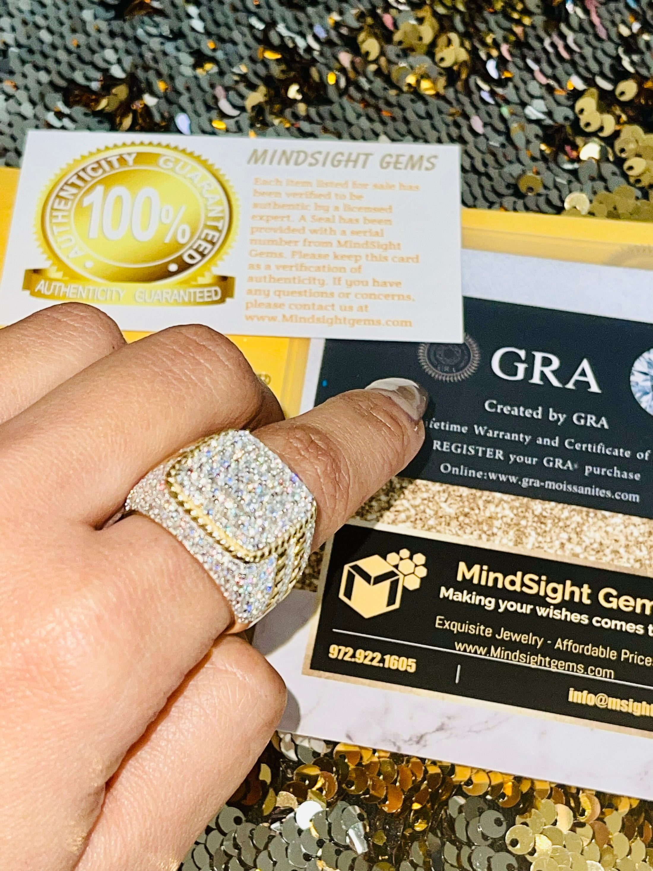 VVS GRA Certified Mens Iced out Ring, 14k Gold Vermeil Lab Grown Moissanite Diamond Custom ring for men, Best Gift For Him, anniversary gift