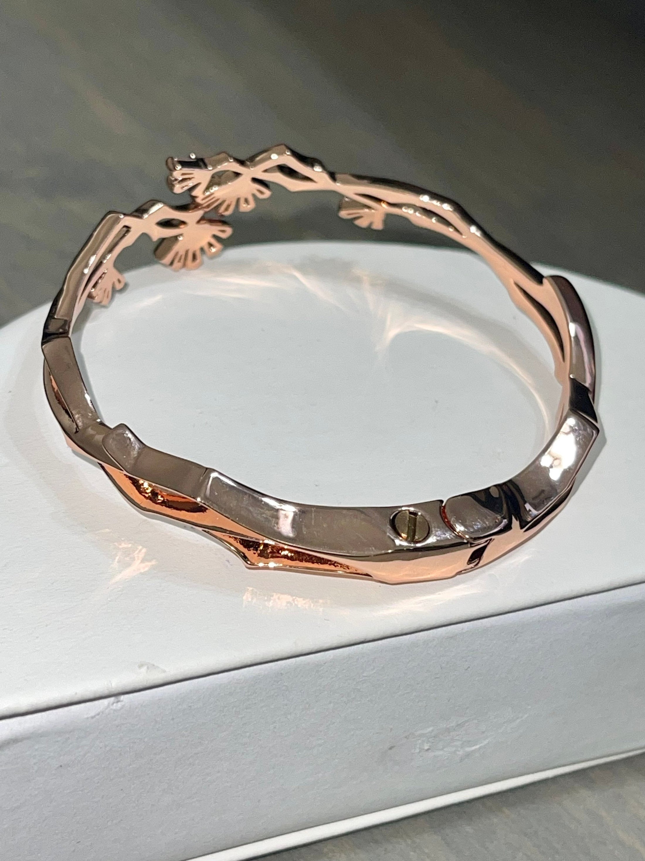 Stunning 10k Rose Gold Vermeil Urn Bangle For Ashes, custom designed one of a kind keepsake jewelry, Ash Holder, Cremation Jewelry, Crystals