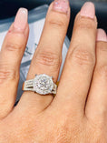 Load image into Gallery viewer, VVS Engagement ring, 14k White Gold vermeil, GRA certified VVS moissanite diamond bridal ring, 100% passes diamond tester Stunning ring gift
