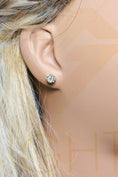 Load image into Gallery viewer, 14k Gold Vermeil Flower Moissanite Diamond Stud Earrings

