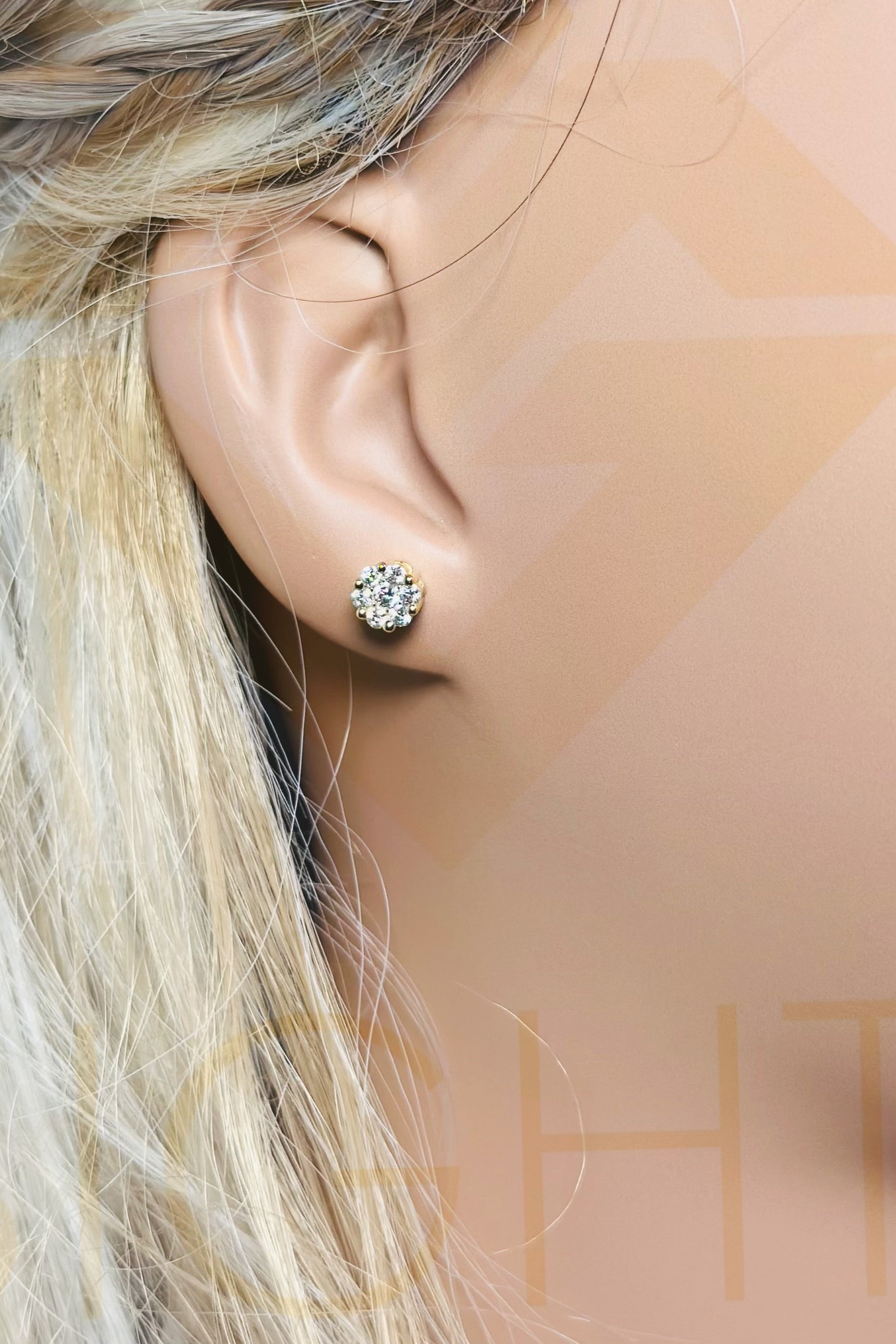 14k Gold Vermeil Flower Moissanite Diamond Stud Earrings