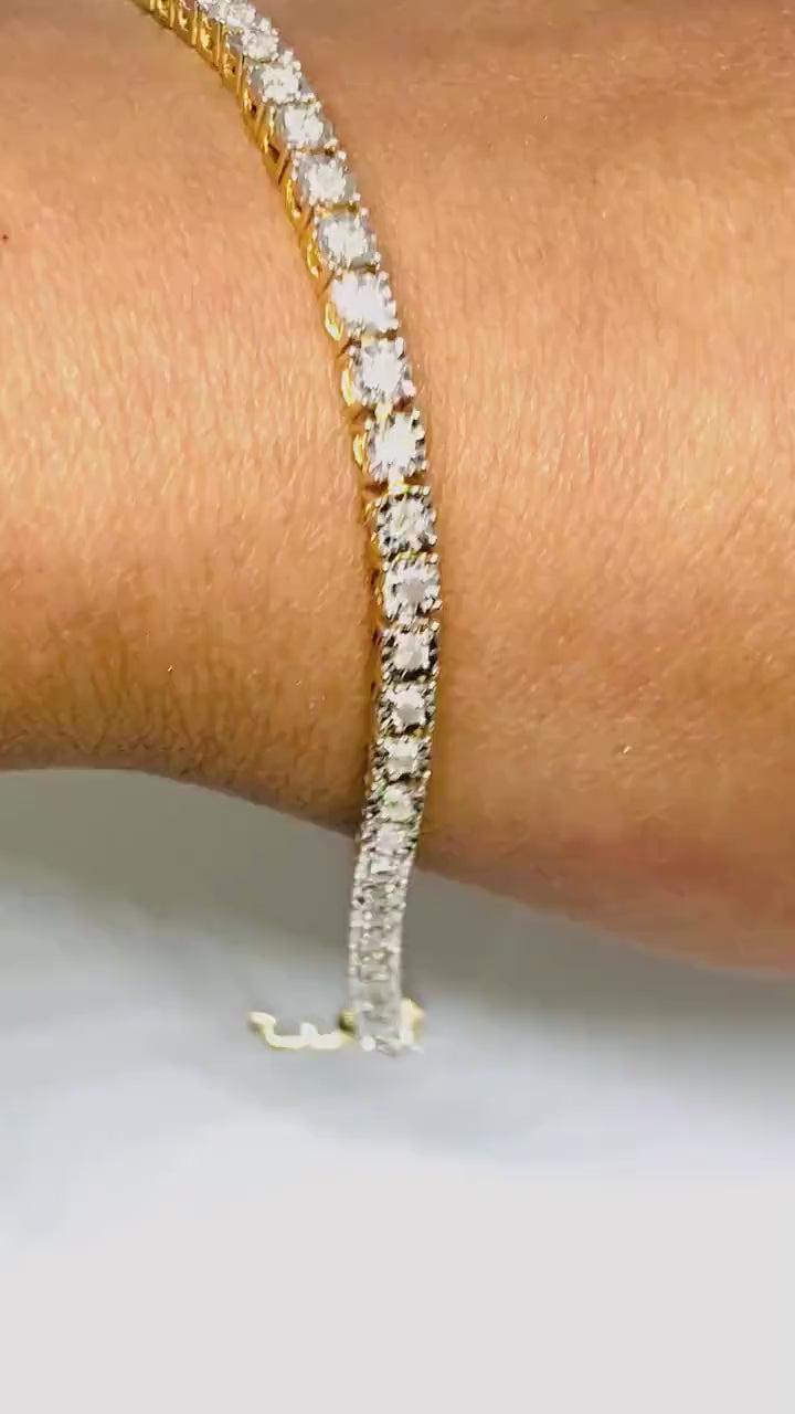 Real Diamond Bracelet | 10k Gold Vermeil |  1cttw | Tennis Bracelet | Hiphop Tennis Chain | For Him | For Her | Christmas Gift