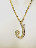 Reproducir el video en la vista de la galería, 10k solid yellow gold “J” Initial Monogram name pendant, Beautiful Diamond cut Real gold pendant charm, Initial Letter name charm Best Gift
