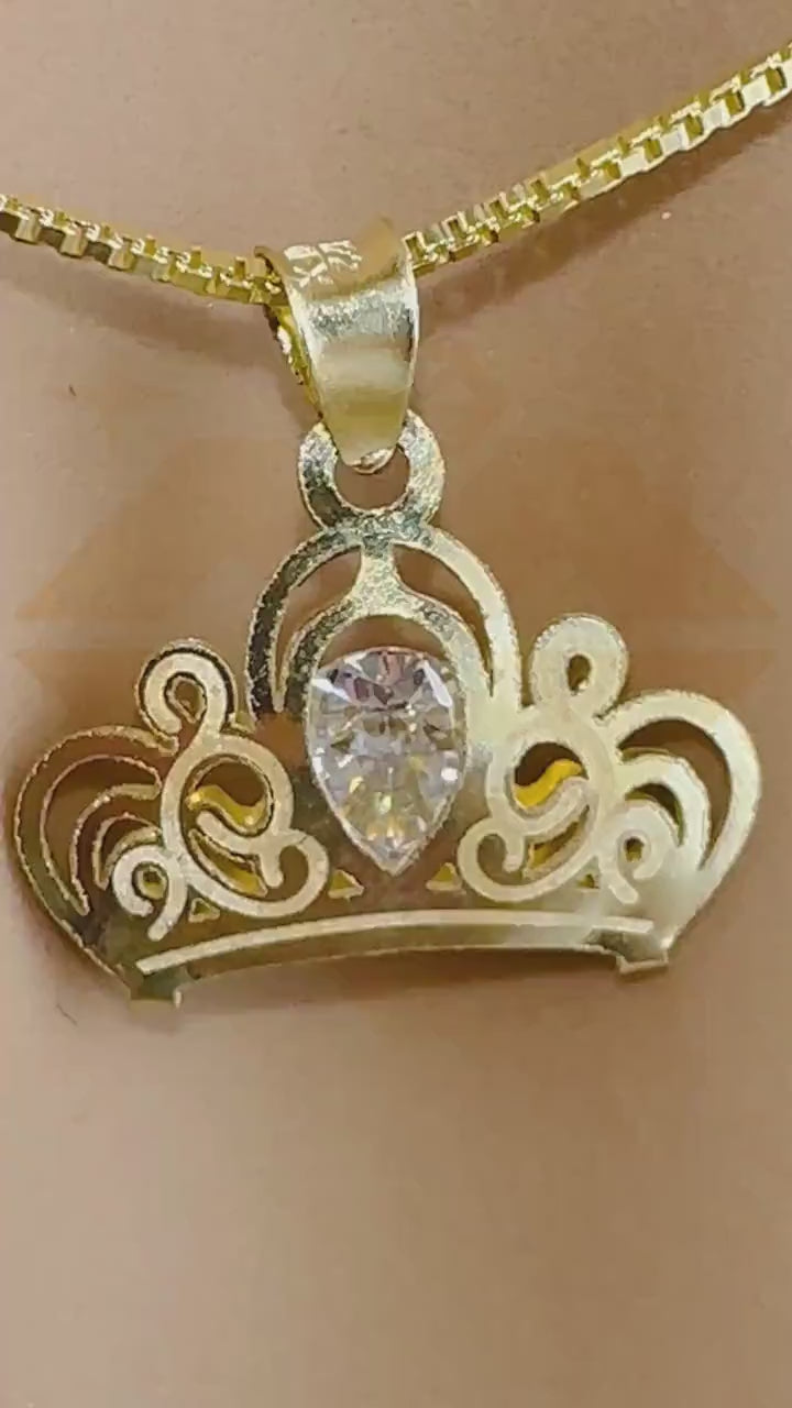 10k Solid Gold Crown Pendant Charm Necklace for her, gift for her, Queen Princess gift, Crown Necklace, Swarovski Crystal Birthday present