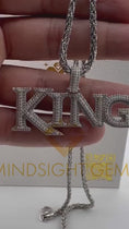 Reproducir el video en la vista de la galería, VVS GRA certified 3cttw Moissanite Diamond King pendant, custom hiphop King charm, Gift for men, Passes diamond tester,  Best gift for men,
