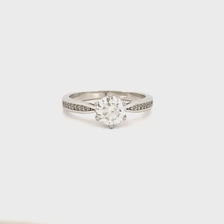 Solitaire Engagement Wedding Ring for Women – 1 CTTW VVS Moissanite GRA Certified, White Gold Vermeil, Custom Sizes 5–10+