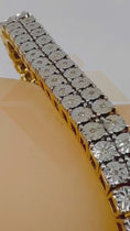 Load and play video in Gallery viewer, 14kt Real Gold Vermeil 925 stamped 1 ctw Natural Diamond Tennis double row Bracelet FREE appraisal Gift for him, Anniversary Birthday gift
