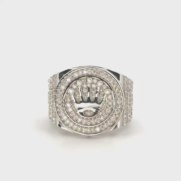 Diamond Crown Ring for Men, Luxury Statement Band for Men, VVS Moissanite Diamond Ring