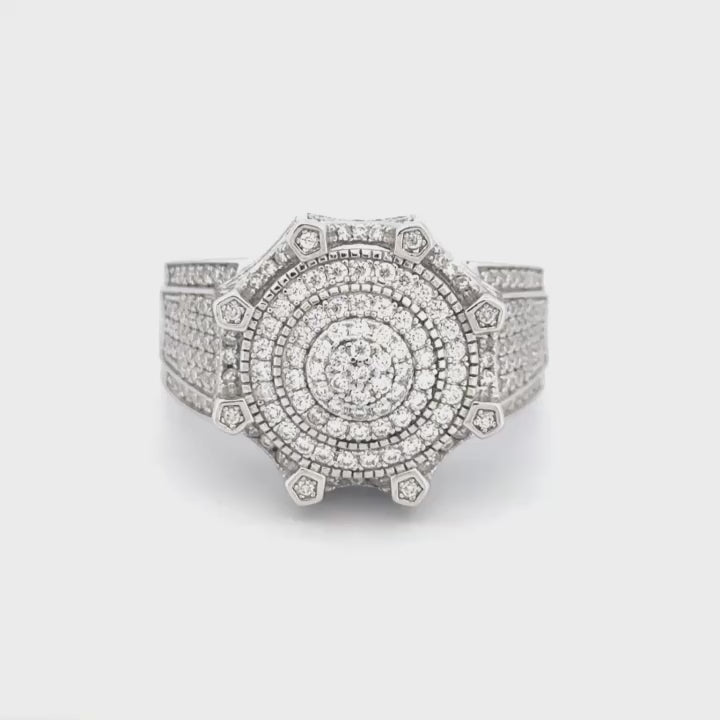 3 Carat VVS Moissanite Diamond Statement Ring – GRA Certified, Custom-Made Unisex Design, White Gold Vermeil