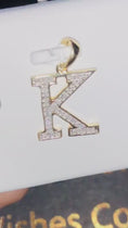 Load and play video in Gallery viewer, 10k Solid Gold | Diamond initial pendant | Letter initial charm | K Personalized Initial | Birthday Gift | Christmas Gift
