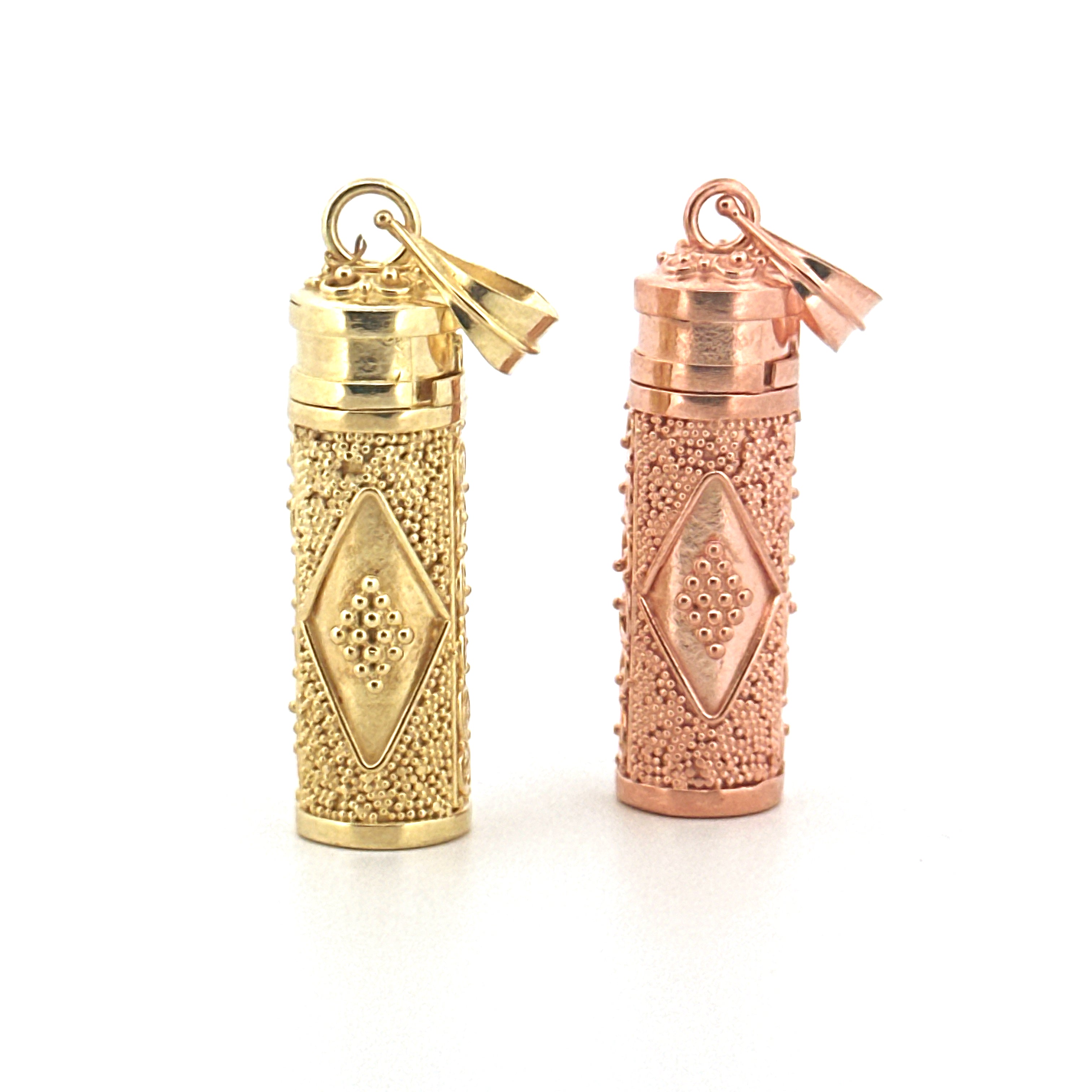 Urn Pendant for Ashes – Hand Carved Memorial Jewelry in 14K Yellow, White, or Rose Gold Vermeil