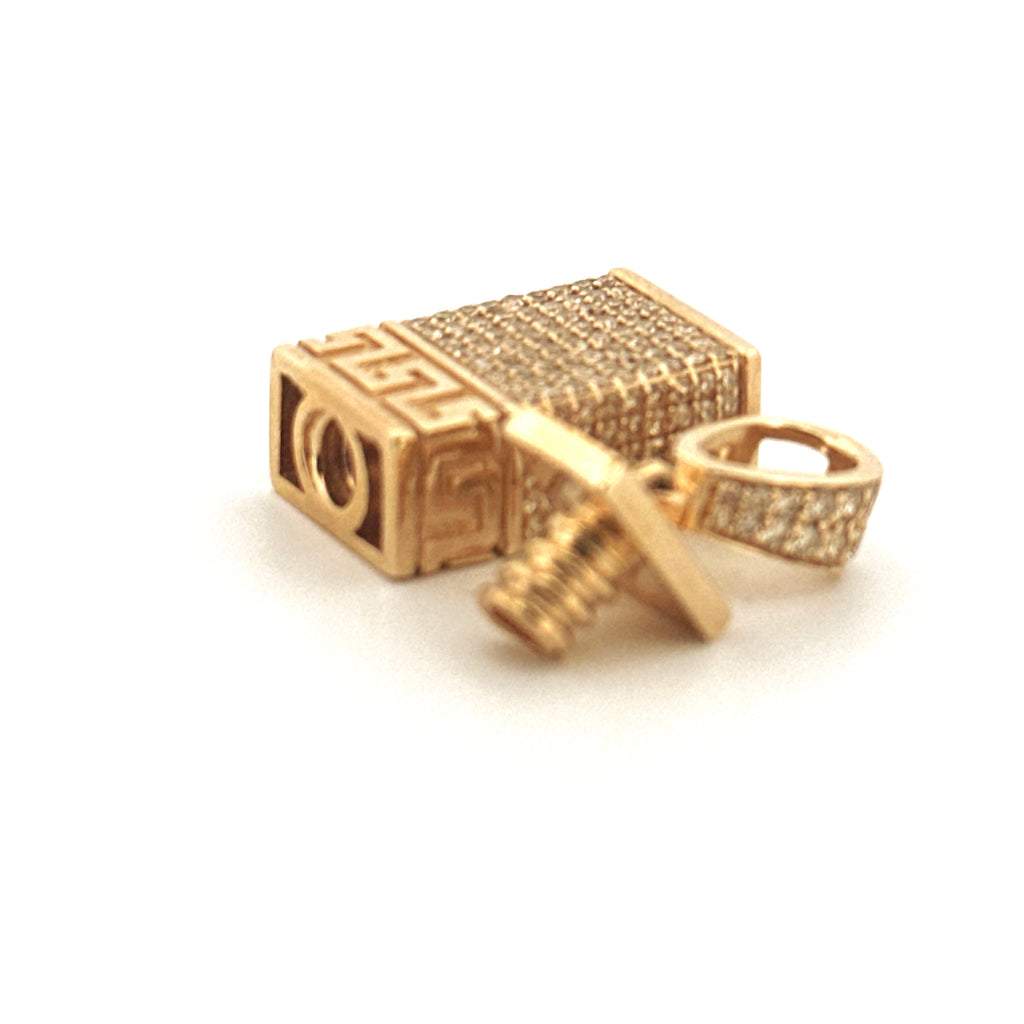 Solid 10k Yellow Gold Urn Pendant, Natural Earth Mined Diamond Pendant for Ashes, Cremation Keepsake Pendant, Free Appraisal