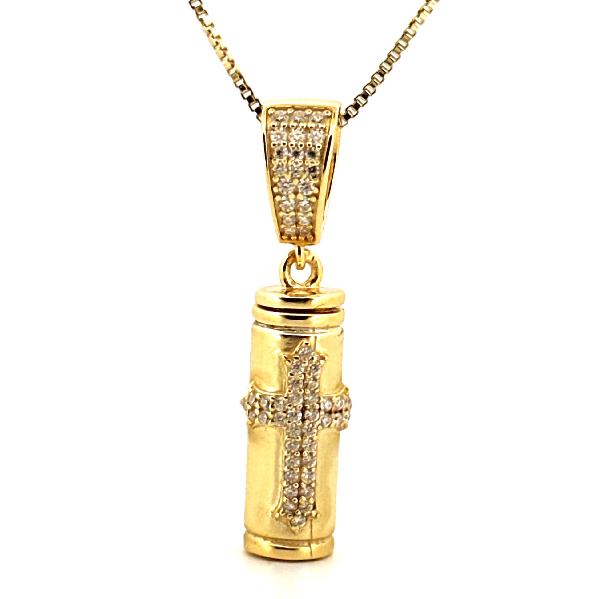 Cross Urn Pendant – Cylinder Cremation Urn Pendant for Pet or Human Ashes