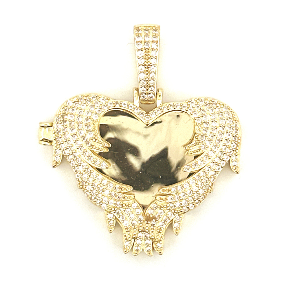 Angel Wings Heart Memory Photo Pendant, Personalized Tribute Keepsake Picture Charm