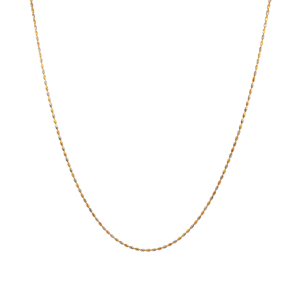 Beaded Chain– Solid 10K Two Tone Yellow/White Gold