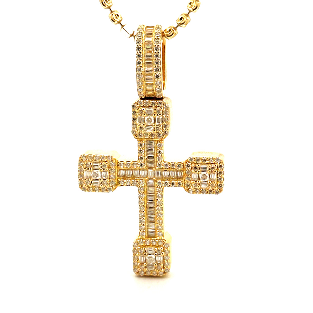 10k Gold Diamond Cross Urn Pendant, Cremation Pendant, Ash Holder for Human/Pet Ashes