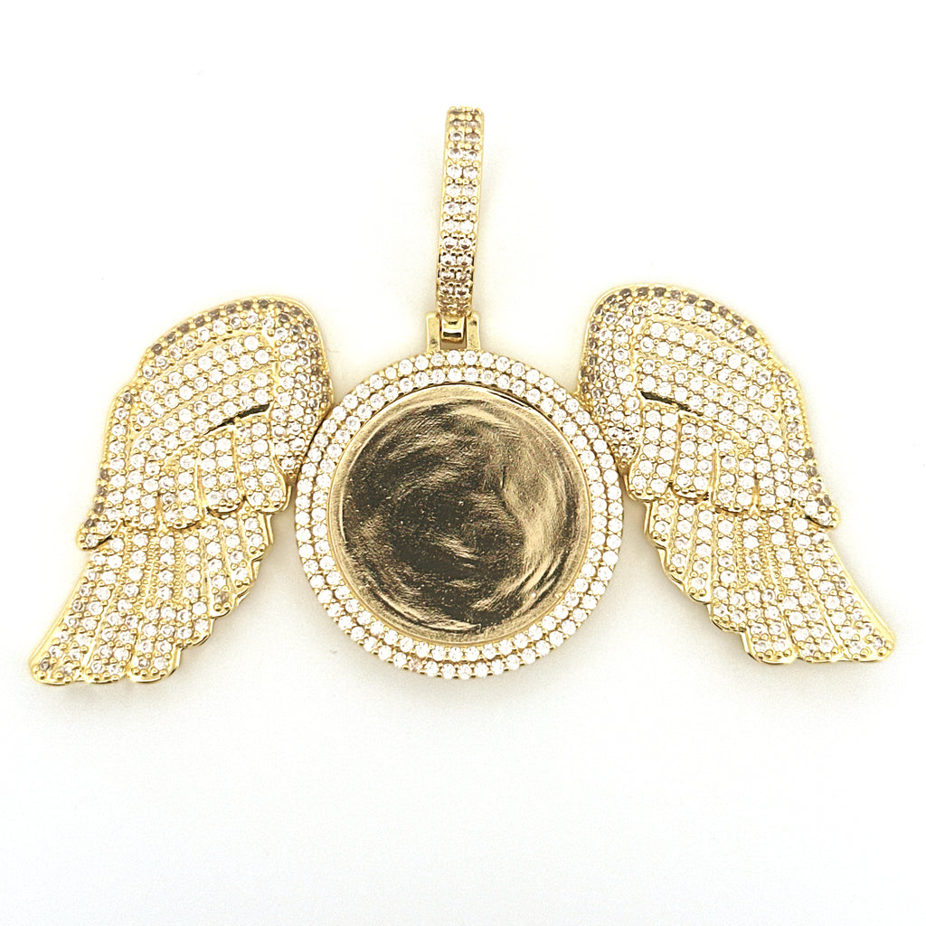 Angel Wing Photo Pendant, Personalized Picture Memory Charm, Keepsake