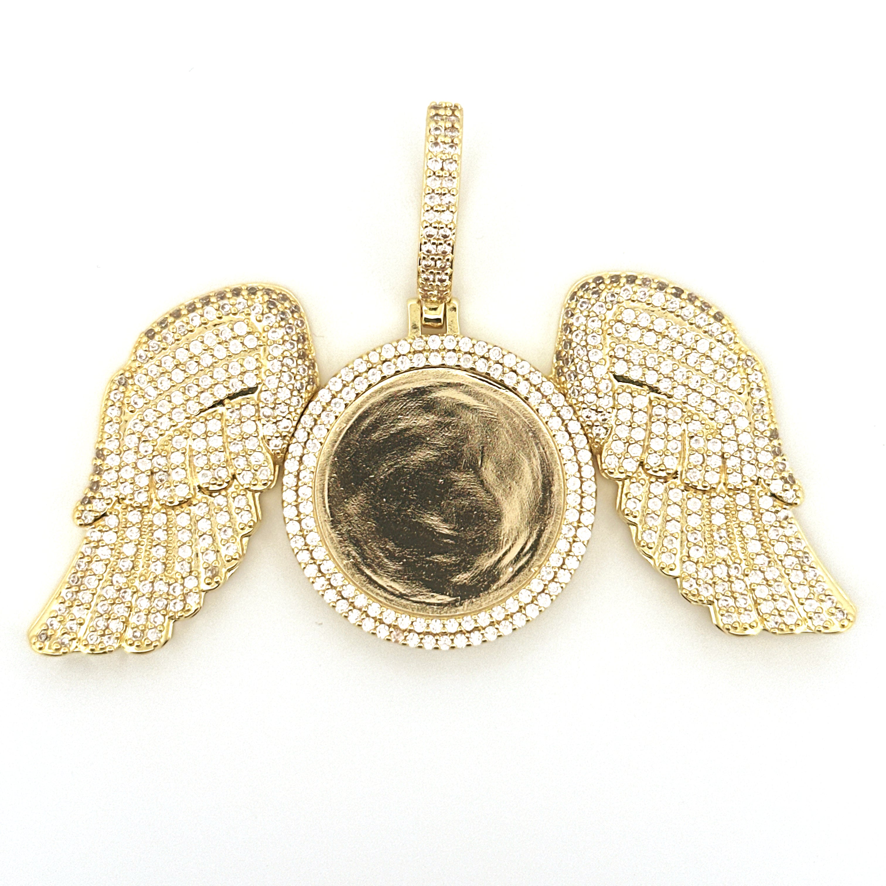 Angel Wing Photo Pendant, Personalized Picture Memory Charm, Keepsake