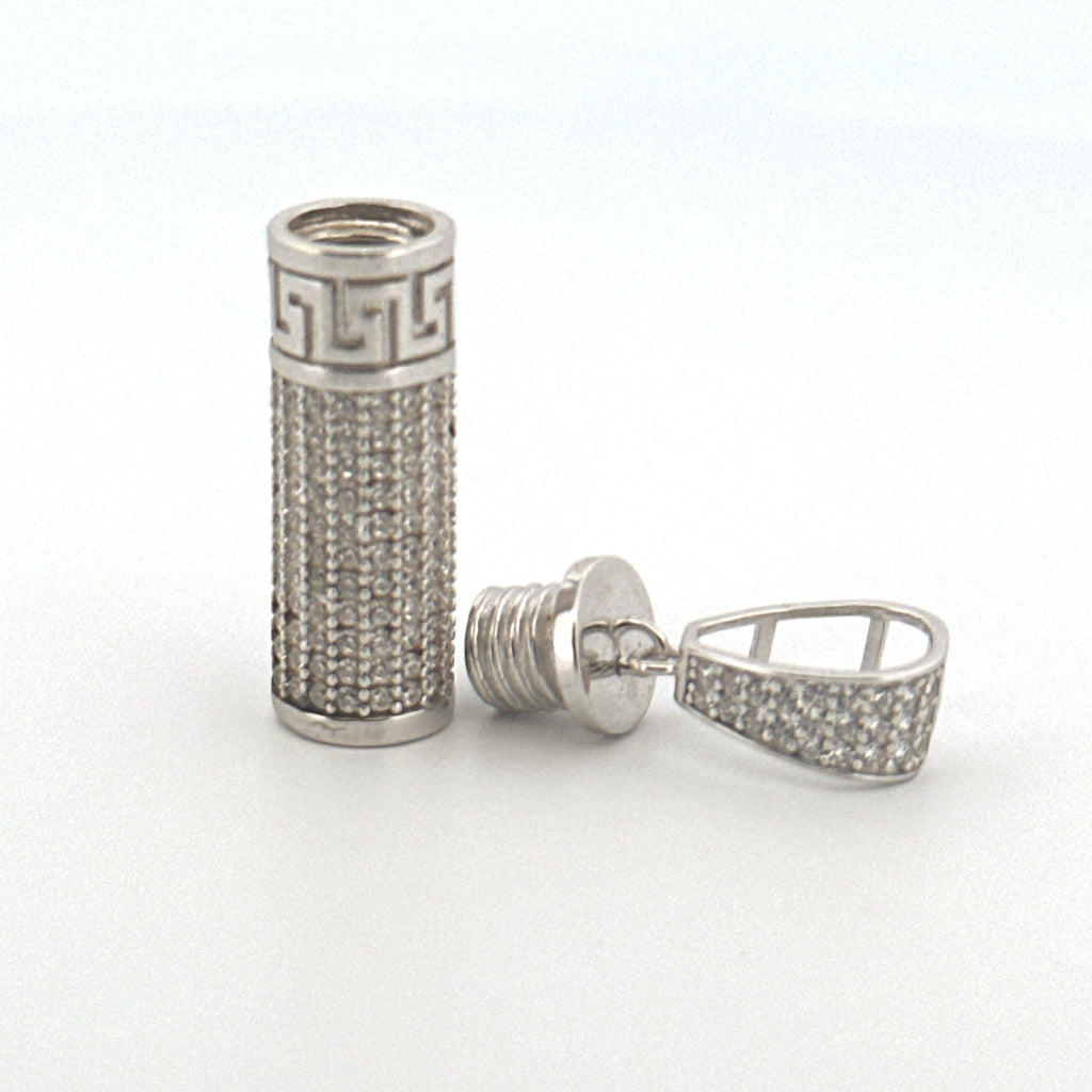 Cylinder Diamond Urn Pendant, Cylinder Urn Pendant to Hold Ashes, Gold Cremation Necklace Keepsake Jewelry