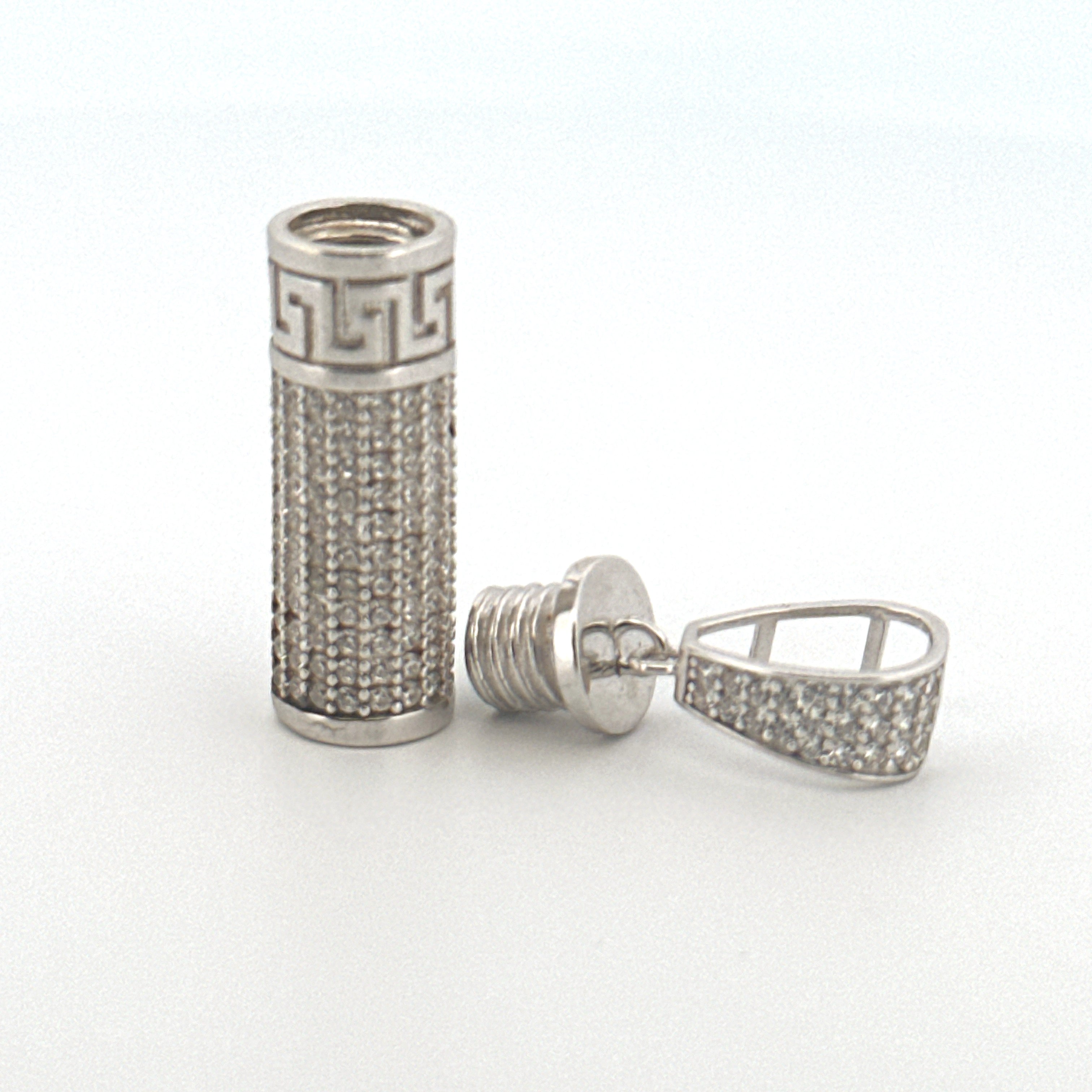 Cylinder Diamond Urn Pendant, Cylinder Urn Pendant to Hold Ashes, Gold Cremation Necklace Keepsake Jewelry