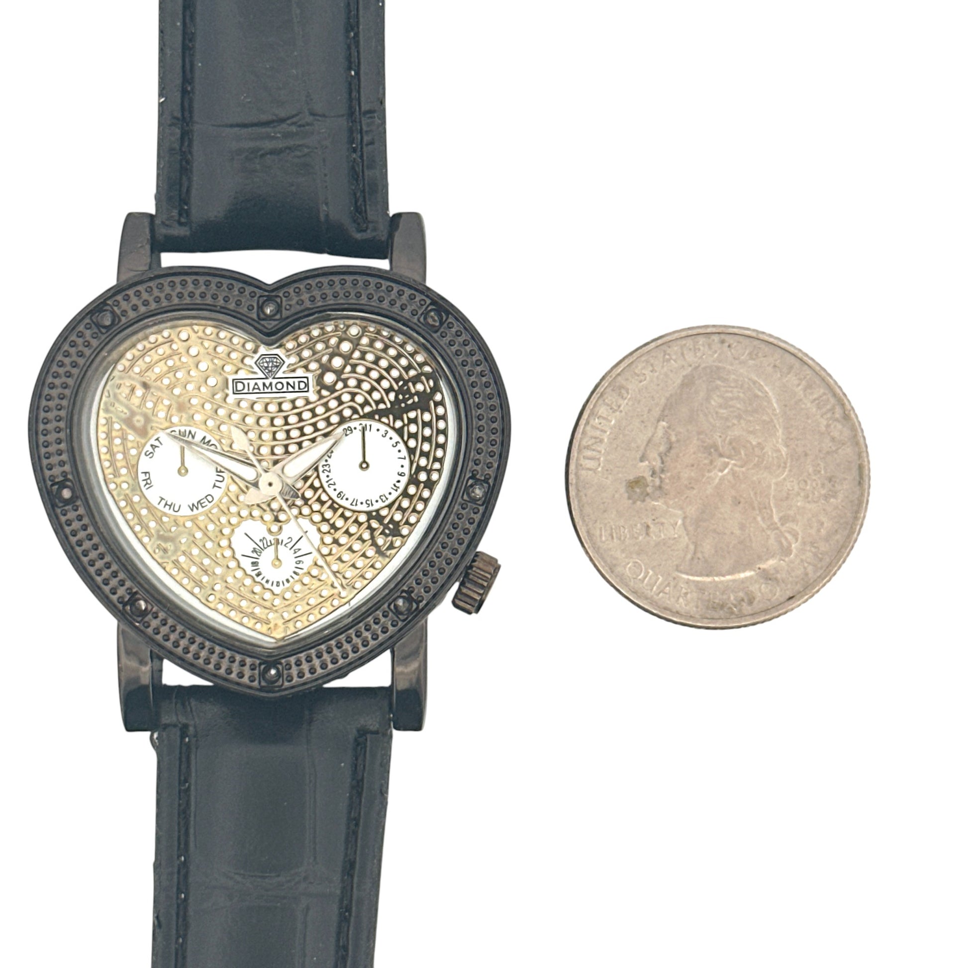 Women's Diamond Watch, Gift for Her, Real Diamond Heart Watch