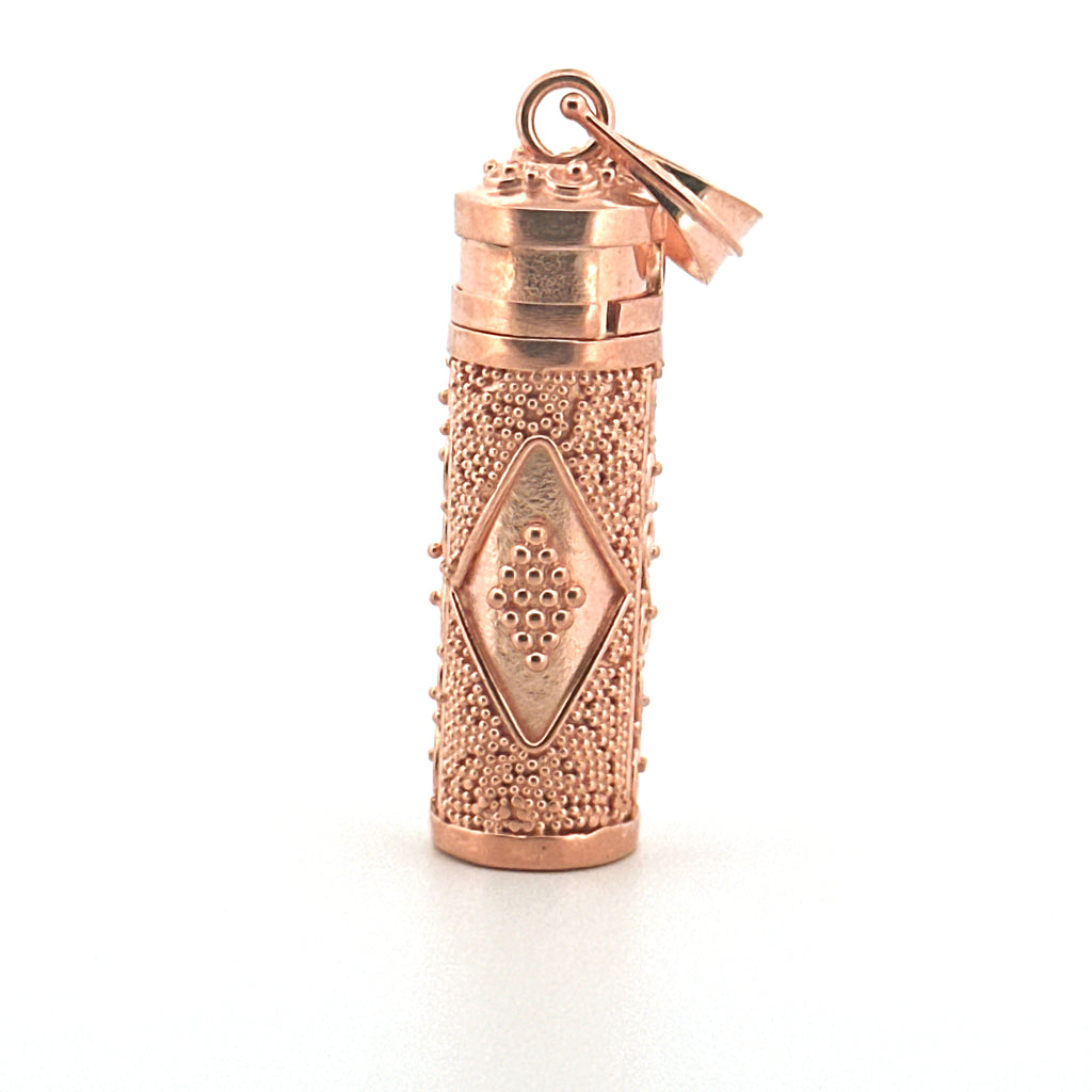 Urn Pendant for Ashes – Hand Carved Memorial Jewelry in 14K Yellow, White, or Rose Gold Vermeil