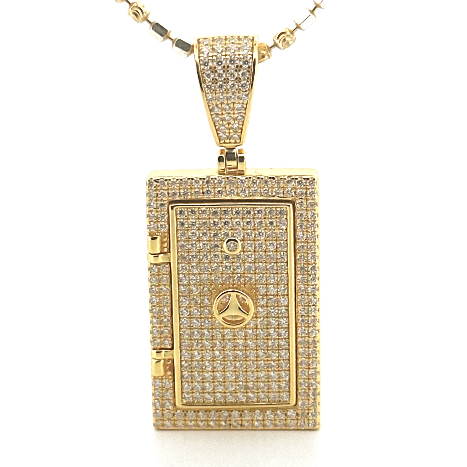 Vault Locket Urn Pendant –  Gold Memorial Cremation Jewelry to hold Ashes, Ash Holder, Keepsake Urn Pendant