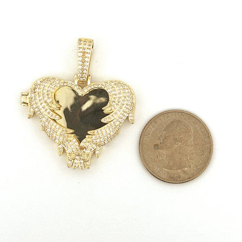 Angel Wings Heart Memory Photo Pendant, Personalized Tribute Keepsake Picture Charm